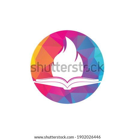 Book fire vector logo design. Motivation book vector logo design template.