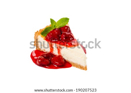 Strawberry cheesecake on white background Royalty-Free Stock Photo #190207523