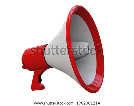 3D RENDER ILLUSTRATION. Megaphone on isolated white background. Clipping path object.