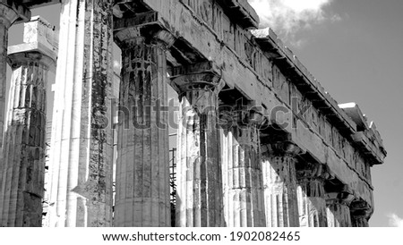                           Greece columns black and white photography.       