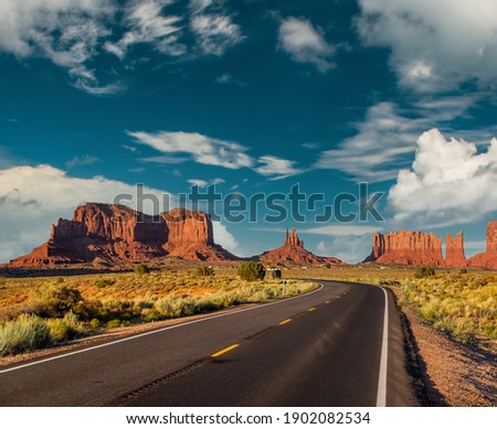 Empty scenic highway in Monument Valley, Arizona, USA Royalty-Free Stock Photo #1902082534