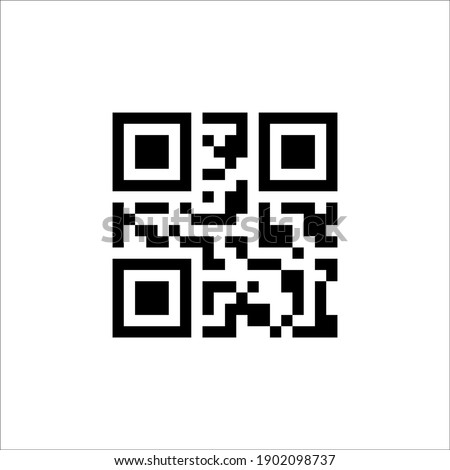 Label with a QR code. Sticker with barcode and QR code for marking brands. Commercial, industrial code and customer qr code. Isolated on a white background. Vector illustration. Royalty-Free Stock Photo #1902098737