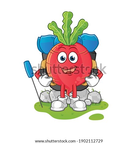 radish go camping mascot. cartoon vector