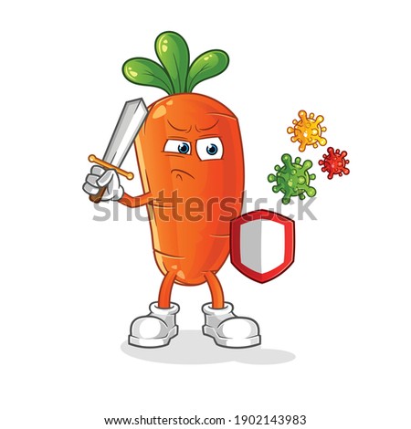 carrot against viruses cartoon. cartoon mascot vector