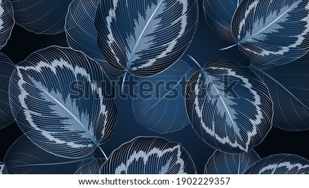 
Luxury  seamless floral pattern with calathea leaves. Royalty-Free Stock Photo #1902229357