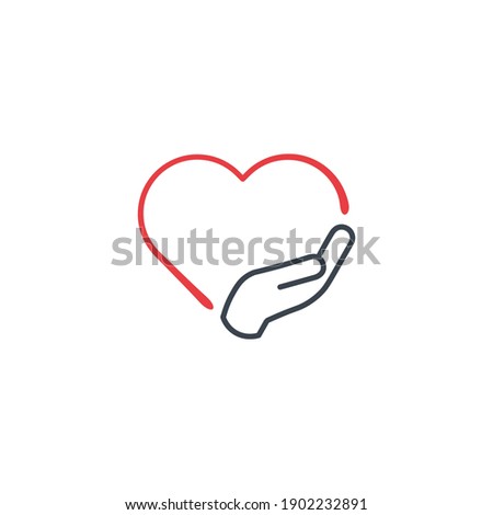 Love and Care icon Vector Logo Template Illustration Design. Put your hand on the hart. swear or vow icon. Stock Vector Royalty-Free Stock Photo #1902232891