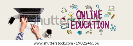 Online education with person using a laptop computer