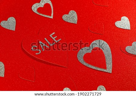 Red And Silver Hearts Love Sale Design