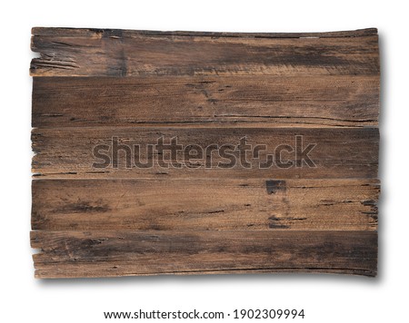 Brown wooden plank sign on a white background for add text design