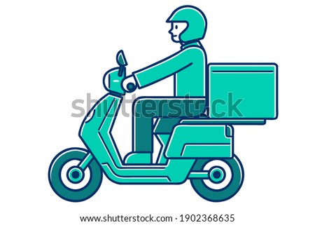 Deliveryman on a motorcycle. Vector illustration.