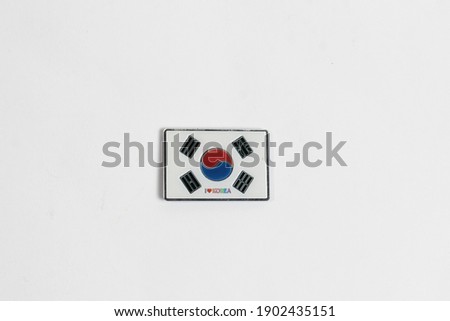 korean flag fridge magnet on white background. isolated.