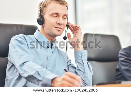 Visually impaired Call center using headphone contract communication with customer, Visually impaired Normal work with human equality