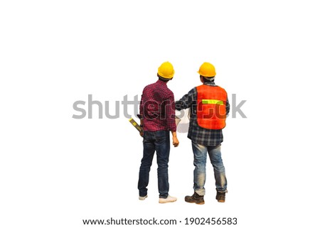 Engineer man and worker with clipping path on white background Royalty-Free Stock Photo #1902456583