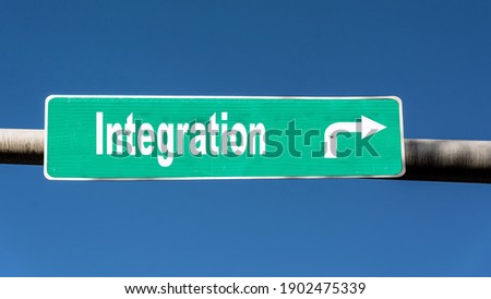 Street Sign the Direction Way to Integration