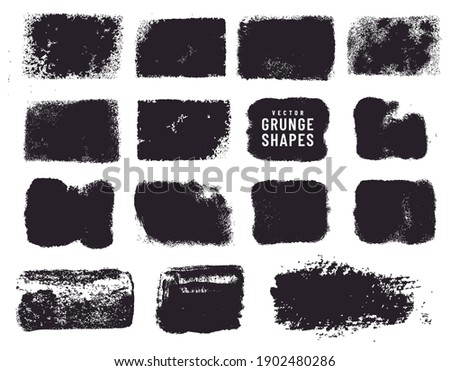 Grunge shapes and ink stains isolated on white background. Black vector design elements for frame, clipping masks, background, banner or text box. Freehand drawing collection.