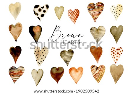 Watercolor brown hearts clipart, Black lives matter clipart, Hand painted black heart digital scrapbooking sublimation design Valentine day hearts, boho hearts