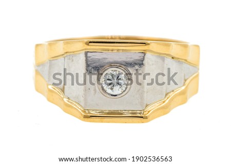
gold ring on white background