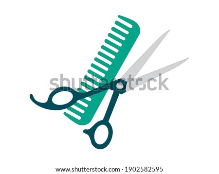 Hairdressing Scissors and Hair Comb icon. Barber symbol silhouette isolated on background. 
Vector illustration for Website page and mobile app design. 
