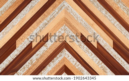 Wooden planks texture. Colorful wooden wall with chevron pattern. 