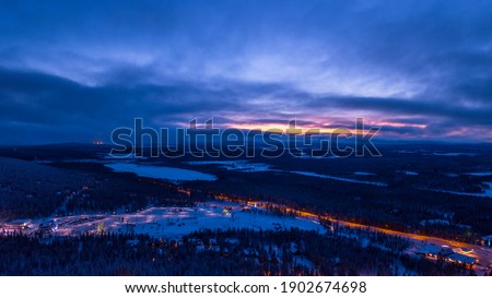 Sunset in the mountains of Finnish Lapland.