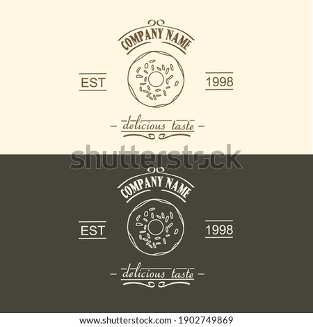 vintage donut logo badge , vintage bakery logo badge and labels for retro design