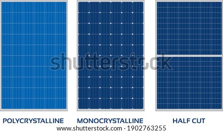 solar panels photovoltaic panel monocrystalline palycrystalline half cut Royalty-Free Stock Photo #1902763255
