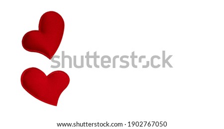 Two red hearts on a white background. Banner for Valetin's Day. Royalty-Free Stock Photo #1902767050