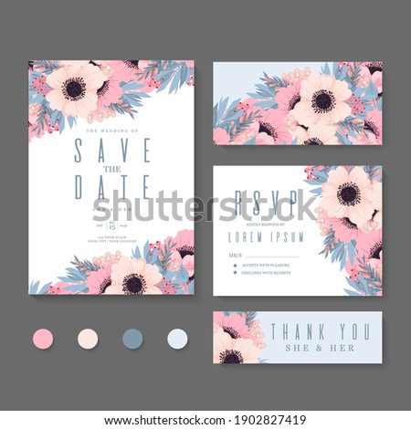 Wedding Invitation, save the date, thank you, rsvp card Design template. Vector.