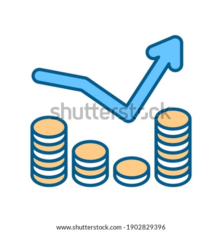 Penny stock RGB color icon. Business investment strategy. Market trading. Increase income. Volatile currency. Calculating and accounting. Finance and economy. Isolated vector illustration