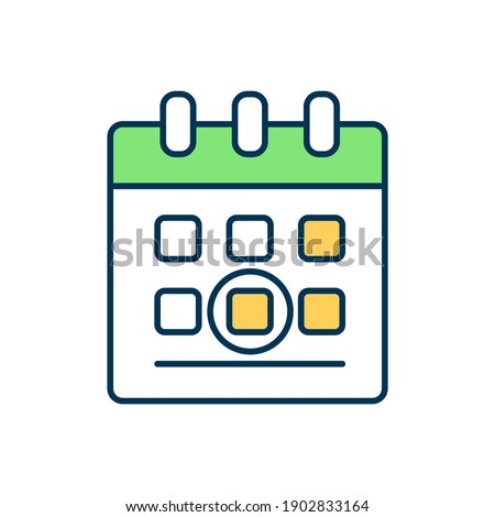 Marked date in calendar RGB color icon. Celebrate holiday. Circled day for appointment. Plan event on schedule, deadline for project. Weekly agenda. Booked date. Isolated vector illustration
