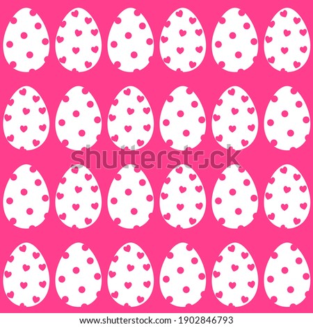 White Easter eggs with pattern on pink - seamless background for wrapping paper festive design