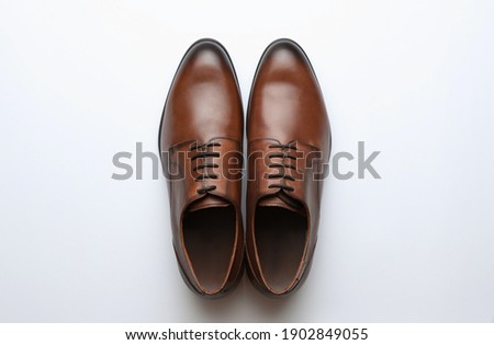 Wedding shoes on white background, top view Royalty-Free Stock Photo #1902849055
