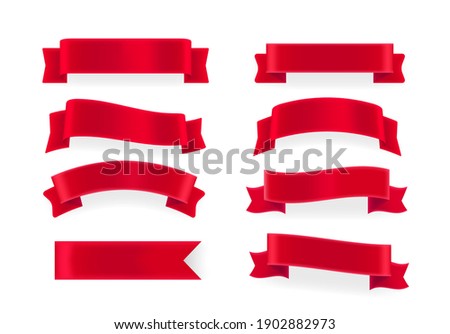 Red shining vector banners. Elements isolated on white background Royalty-Free Stock Photo #1902882973