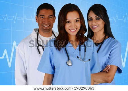Group of doctors and nurses who are working together