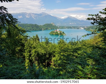 Idyllic view of Lake Bled in Slovenia 