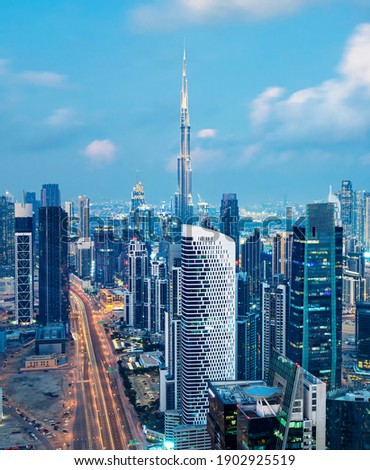 Dubai - amazing city center skyline with modern and luxury skyscrapers, United Arab Emirates