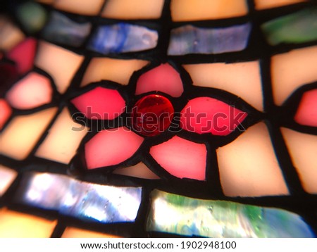 macro photo of stained glass lamp shade