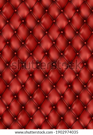 Tufted leather red furniture semaless luxury pattern background. Buttons sofa texture. vector. Cushion elegant classic soft furniture. Graphic illustration Royalty-Free Stock Photo #1902974035