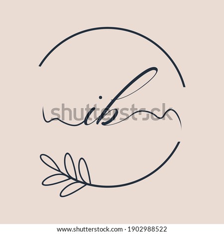 Initial IB logo Handwriting floral and botanical vector
