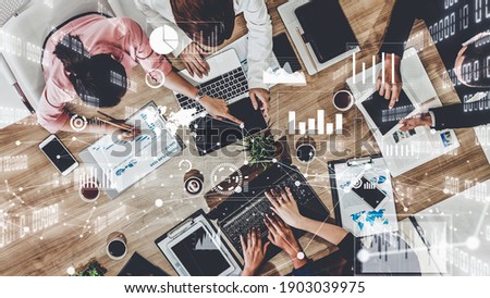 Imaginative visual of business people and financial firms staff . Concept of human resources , enterprise resource planning ERP and digital technology . Royalty-Free Stock Photo #1903039975