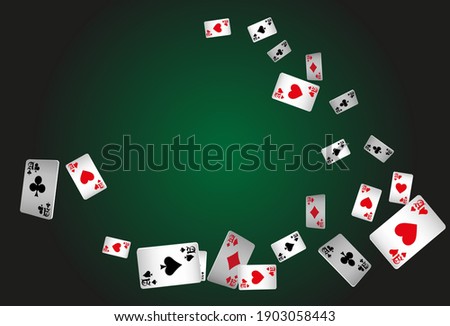 Сasino banner. Casino Playing Cards are falling down. Banner for ads of parties, events in Vegas.