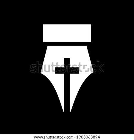 pen christian cross logo design. suitable for Christian church logo concept illustration design.