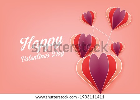 Valentine's day abstract background, 
love Invitation card with text, paper cut mini heart. Vector illustration