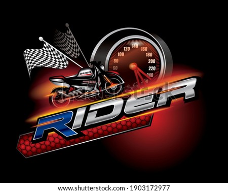Rider, Motorcycle emblem, logo design vector.