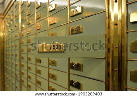 Depot at a vault room in a bank, close up look Royalty-Free Stock Photo #1903209403