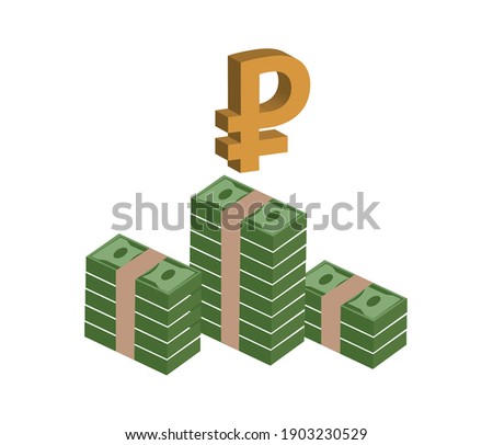Flat design Russia money icon on a transparent background.
