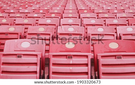 Seats in the stands of the stadium, which remained empty due to the coronavirus pandemic