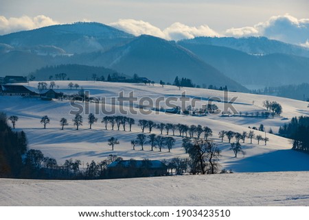 winter landscape near aschach an der steyr, upper austria Royalty-Free Stock Photo #1903423510