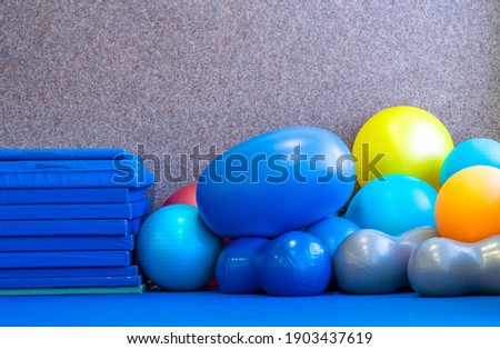 color gymnastic equipment in the modern gym