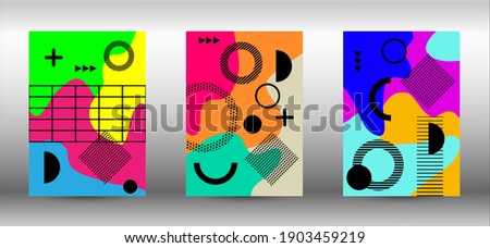 Memphis background set covers. Trendy abstract vector illustration. Abstract elegant background. Creative vector banner illustration.
